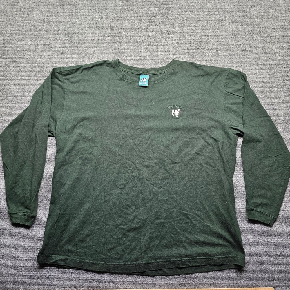 Big Dogs Mens Long Sleeve T-Shirt Forest Green Embroidered Logo Crewneck XL